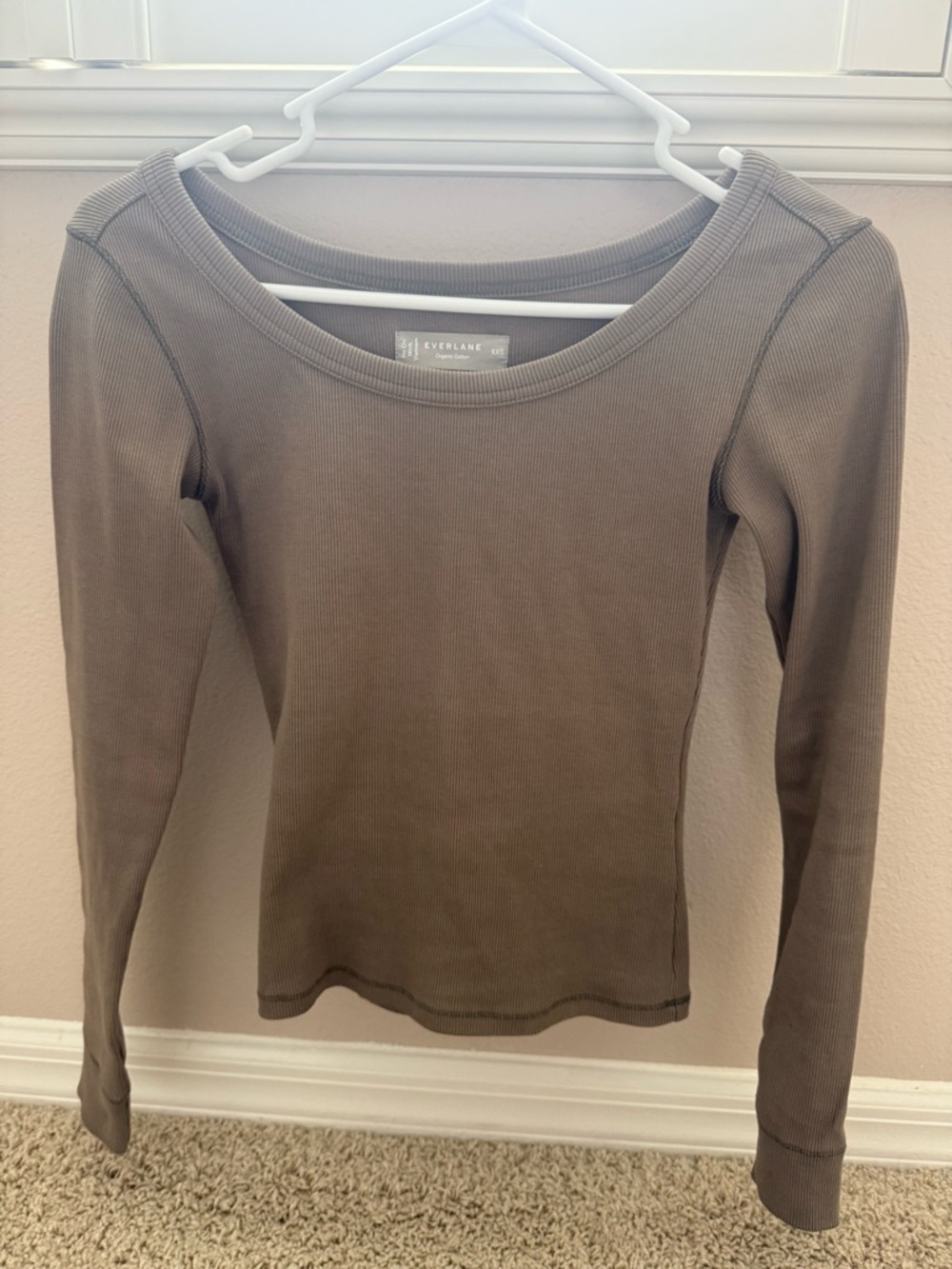 Everlane Women's Long-Sleeve Ribbed organic cotton longsleeve in Clay xxs